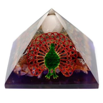 Lrg Orgonite Pyramid 80mm - Peacock - Hira Online